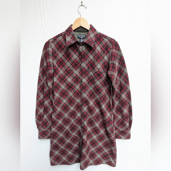 Polo Jeans Ralph Lauren Wool Blend Holiday Red Plaid Shirt Dress Size 8 - Picture 1 of 4